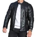 Shadow Rider | Men's Black Cafe Racer Leather Jacket