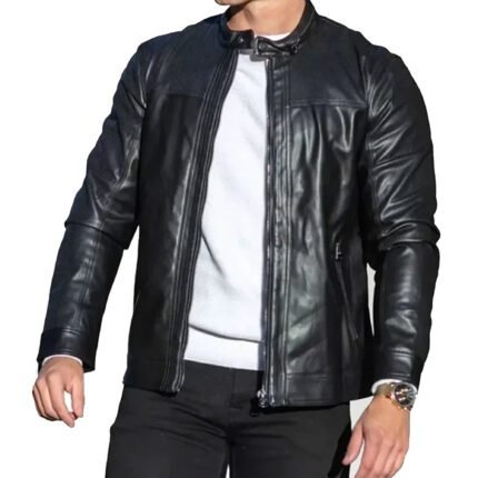 Shadow Rider | Men's Black Cafe Racer Leather Jacket