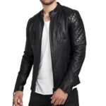 Nightfall | Men's Diamond Quilted Black Leather Biker Jacket