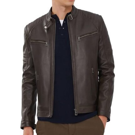 Ralph | Men's Dark Brown Zipper Leather Biker Jacket