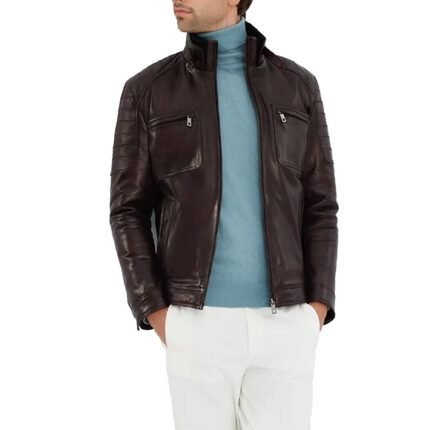 Rodriguez | Men's Claret Quilted Leather Biker Jacket