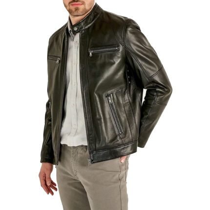 Alveraz | Men's Black Sheepskin Biker Leather Jacket