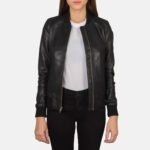 Bliss Black Leather Bomber Jacket