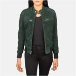 Zenna Green Suede Bomber Jacket