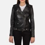 Alison Black Leather Biker Jacket