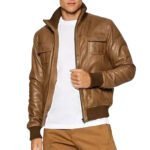 Desert Voyager | Men's Brown Sheepskin Leather Bomber Jacket