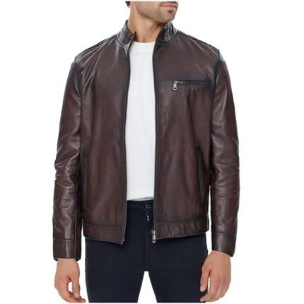 Alonzo | Men's Brown Sheepskin Leather Jacket