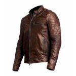 Rebel | Men's Brown Cafe Racer Sheepskin Leather Jacket