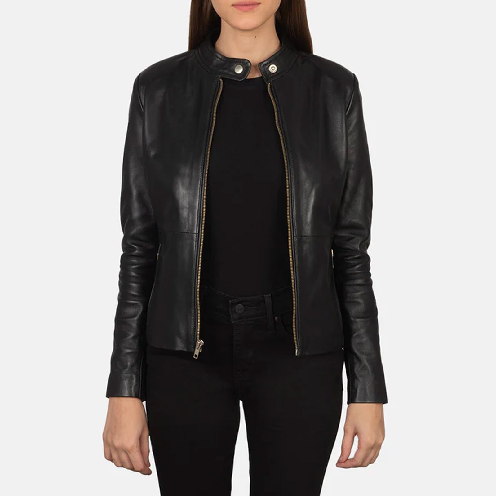 02 Rave Black Leather Biker Jacket - Image 1