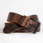Brown Leather Belt with Short Buckle