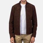 Blain Mocha Suede Bomber Jacket