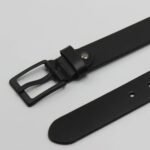 Black Leather Belt with Matt Black Buckle