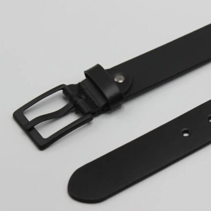 Black Leather Belt with Matt Black Buckle
