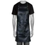 Professional Leather Barber Apron In Black