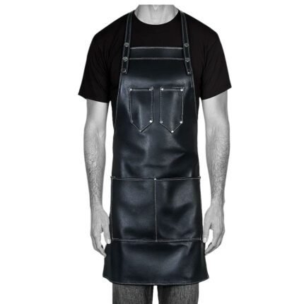 Professional Leather Barber Apron In Black