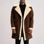 Charles Brown Suede Leather Shearling Double-Breasted Coat