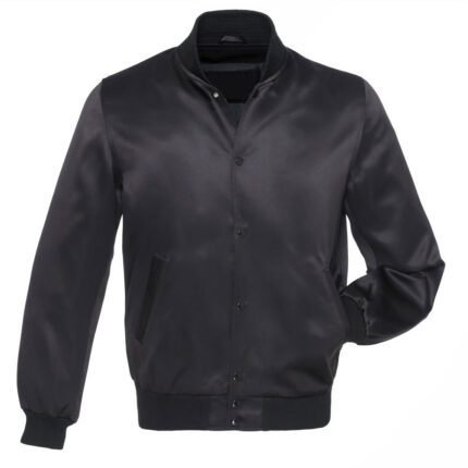Black Satin Varsity Jacket