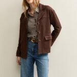 Brown Faux Suede Button Up Jacket
